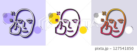 Healthy face skin line icon. Halftone dotted pattern. Gradient icon with grain shadow. Good care sign. Like symbol. Line healthy face icon. Various designs. Vector 127541850