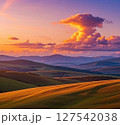 美しい夕暮れの丘 127542038