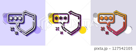 Shield line icon. Halftone dotted pattern....のイラスト素材 [127542105] - PIXTA