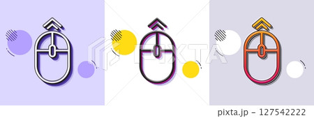 Swipe up mouse line icon. Halftone dotted pattern. Gradient icon with grain shadow. Scrolling arrow sign. Landing page scroll symbol. Line swipe up icon. Various designs. Vector Swipe up mouse line icon. Halftone dotted pattern. Gradient icon with grain shadow. Scrolling arrow sign. Landing page scroll symbol. Line swipe up icon. Various designs. Vector 127542222