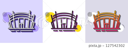 Arena stadium line icon. Halftone dotted pattern. Gradient icon with grain shadow. Sport complex sign. Championship building symbol. Line arena stadium icon. Various designs. Vector Arena stadium line icon. Halftone dotted pattern. Gradient icon with grain shadow. Sport complex sign. Championship building symbol. Line arena stadium icon. Various designs. Vector 127542302