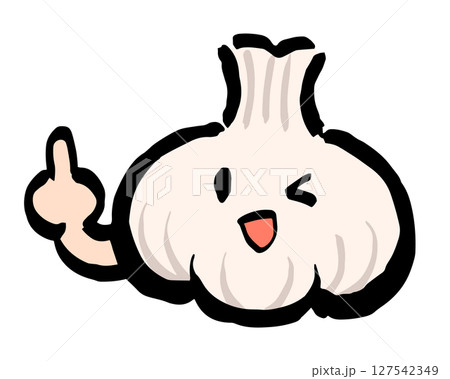 指差しポーズをするにんにくのゆるキャラ 指差しポーズをするにんにくのゆるキャラ 127542349
