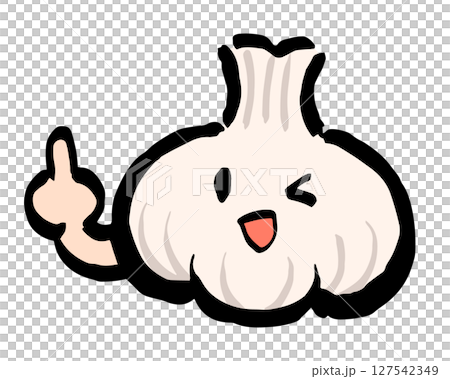 指差しポーズをするにんにくのゆるキャラ 指差しポーズをするにんにくのゆるキャラ 127542349