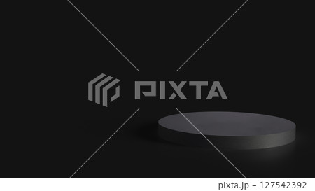 The Black podium for Advertising or present concept 3d Rendering. 127542392