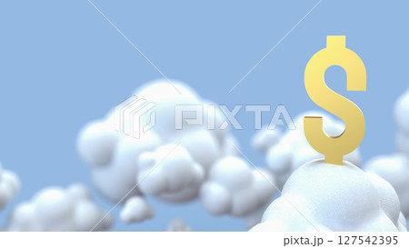 The Gold dollar symbol on Cloud for Business or technology concept 3d Rendering. The Gold dollar symbol on Cloud for Business or technology concept 3d Rendering. 127542395