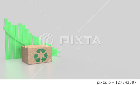 The Recycle symbol on Box and chart for eco concept 3d Rendering. The Recycle symbol on Box and chart for eco concept 3d Rendering. 127542397