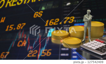 The Man and calculator for Business concept 3d Rendering. 127542409