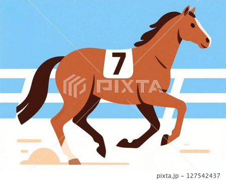 疾走する競走馬 127542437