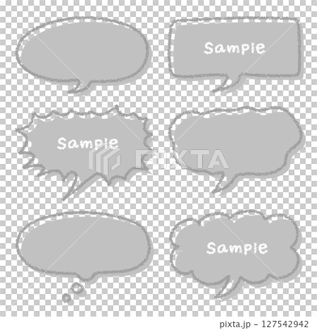 クレヨン素材　手描きのふきだしセット 127542942