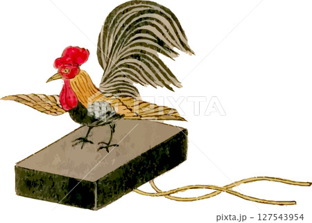 朝を表現するための雄鶏の歌舞伎小道具素材 127543954