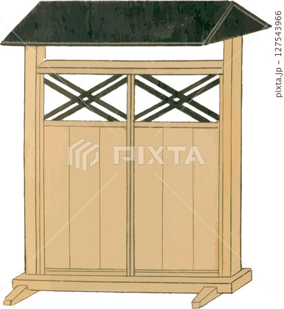 庄屋の門の歌舞伎大道具素材 127543966