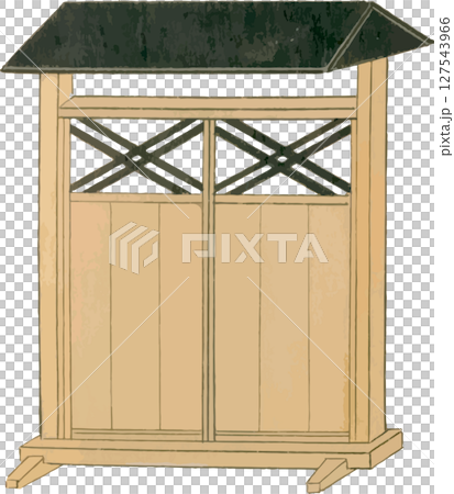 庄屋の門の歌舞伎大道具素材 127543966