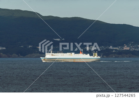 【東京九州フェリーはまゆう新門司行　土佐清水沖を航行　RORO船】 127544265
