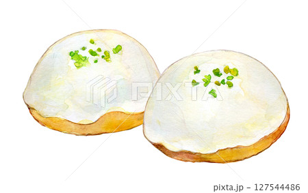 水彩イラスト　挿絵　レモンケーキ 127544486
