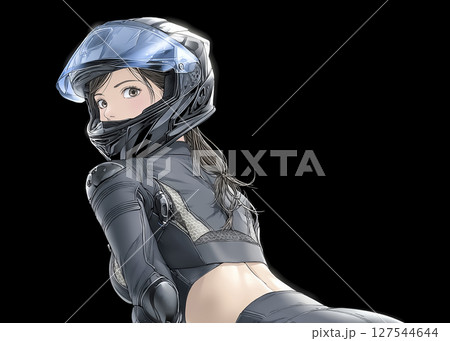 女性ライダーのアップのイラスト素材 127544644