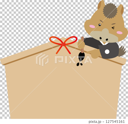 馬年人物手持毛筆，手持空白祈福 | 可自由使用的新年模板 127545161