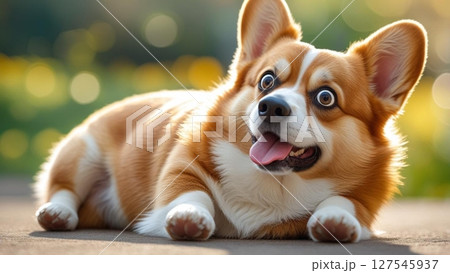 驚いている犬(コーギー) 驚いている犬(コーギー) 127545937