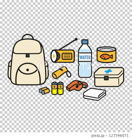 Flat illustration of disaster prevention and disaster goods set Flat illustration of disaster prevention and disaster goods set 127546071
