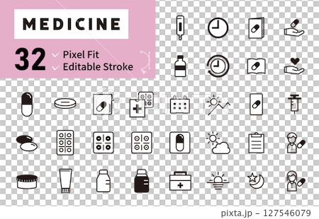 Icon set about medicine, pharmacist, pharmaceuticals, pharmacy, drugstore 127546079