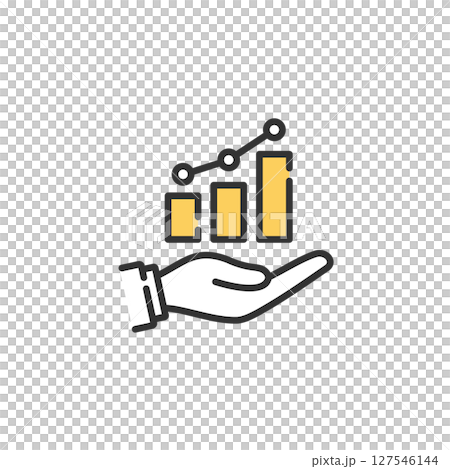 Palm and graph business vector icon (growth, data analysis, sales) 127546144