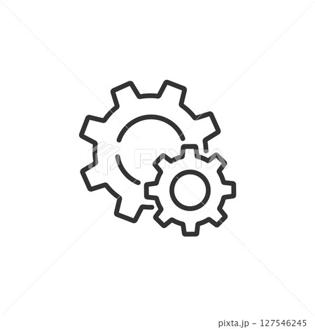 2つの歯車を組み合わせたシンプルなベクターの線画アイコン素材（設定・メンテナンス） 127546245