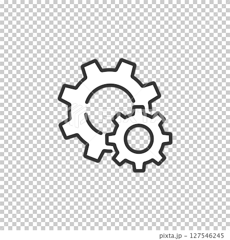 2つの歯車を組み合わせたシンプルなベクターの線画アイコン素材（設定・メンテナンス） 127546245