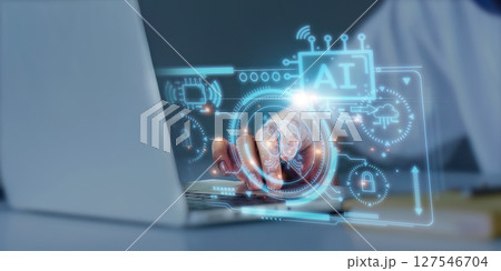 Human life with Artificial Intelligence AI, Data in modern computer technology, Technology Innovation, Digital transformation concept, Human and technology Human life with Artificial Intelligence AI, Data in modern computer technology, Technology Innovation, Digital transformation concept, Human and technology 127546704