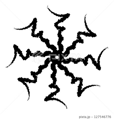 墨で描いたギザギザの歯車のような模様のベクターイラスト 墨で描いたギザギザの歯車のような模様のベクターイラスト 127546776