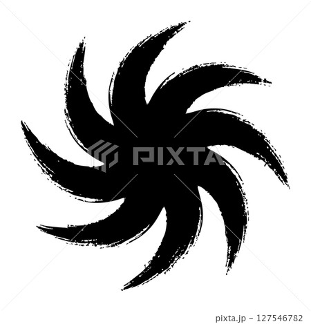 墨で描いた手裏剣のような渦のベクターイラスト 127546782
