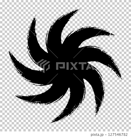 墨で描いた手裏剣のような渦のベクターイラスト 127546782