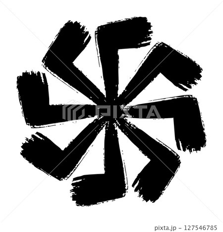 墨で描いた水車のような模様のベクターイラスト 墨で描いた水車のような模様のベクターイラスト 127546785