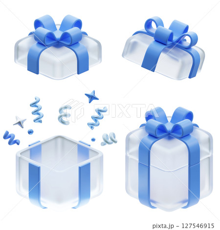 Sky blue box with glitter powder 3D graphic 127546915