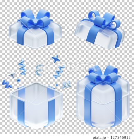 Sky blue box with glitter powder 3D graphic 127546915