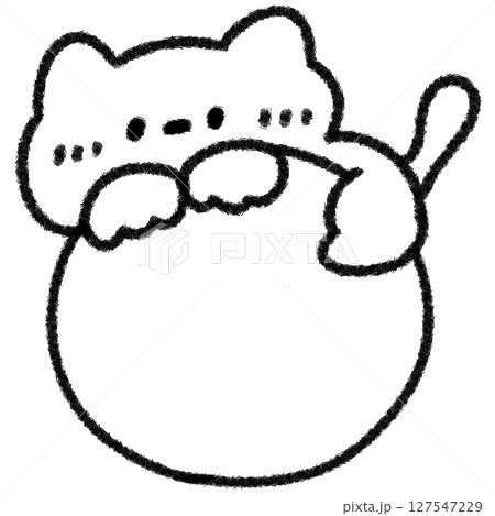 ひょっこりネコと書き込みできるボール (モノクロ) 127547229
