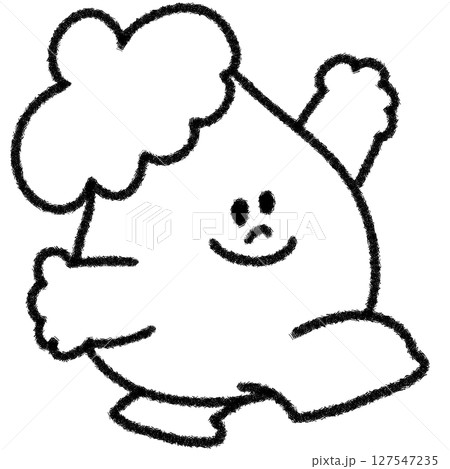 にっこり走るナスのゆるかわイラスト (モノクロ) にっこり走るナスのゆるかわイラスト (モノクロ) 127547235