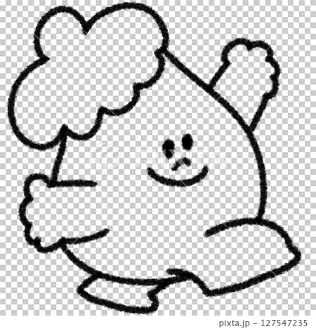 A cute illustration of a smiling eggplant running (monochrome) 127547235