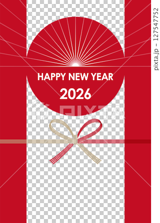 2026 Japanese-style sunrise New Year's card template 127547752