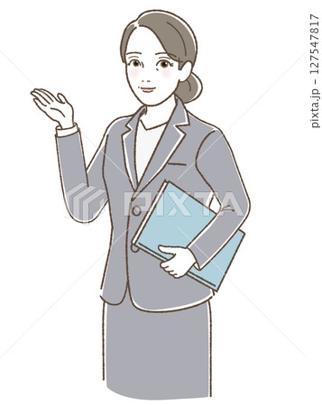 ファイルを持つスーツの女性 127547817