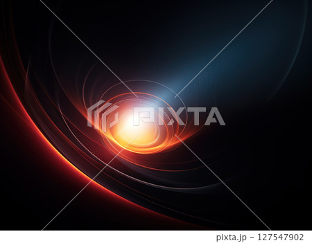 Light flare in the dark space. Abstract background with shiny lens glare effect. Generated AI. Light flare in the dark space. Abstract background with shiny lens glare effect. Generated AI. 127547902
