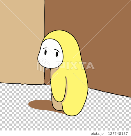 路地で困惑して振り返る人型キャラクター 127548187