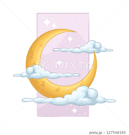 Illustration of Cloud with Crescent Moon 127548193