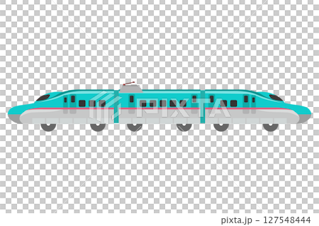 三輛相連的玩具式 E5 系列新幹線列車的插圖 三輛相連的玩具式 E5 系列新幹線列車的插圖 127548444