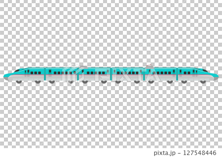 Illustration of six connected toy-style E5 series Shinkansen trains 127548446