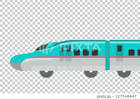 A sideways illustration of a toy-style E5 series Shinkansen train A sideways illustration of a toy-style E5 series Shinkansen train 127548447
