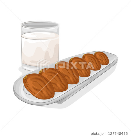 Illustration of Date fruit with milk Illustration of Date fruit with milk 127548456