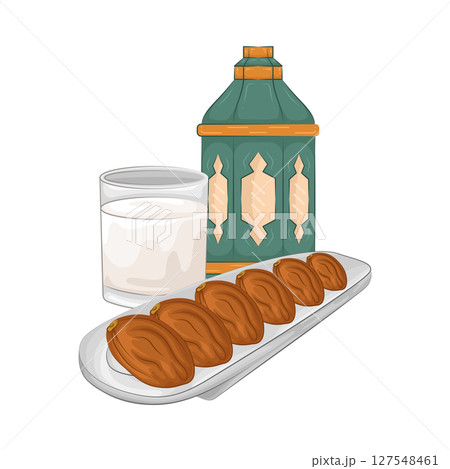 Illustration of Date fruit with milk  127548461