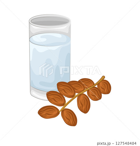 Illustration of Date fruit and water Illustration of Date fruit and water 127548484