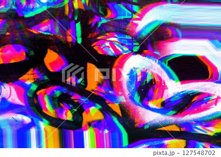 Vibrant Glitch Art with Neon Colors for 80s Futuristic Design Vibrant Glitch Art with Neon Colors for 80s Futuristic Design 127548702