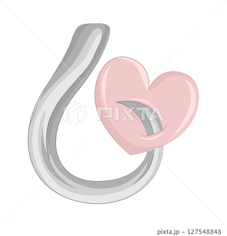 Illustration of Heart on fishing hook 127548848