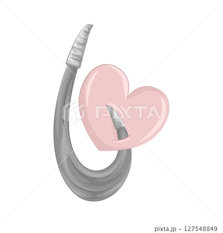 Illustration of Heart on fishing hook 127548849